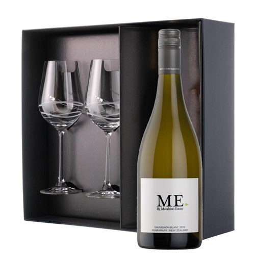 ME by Matahiwi Estate Sauvignon Blanc 75cl And Diamante Venezia Glasses Gift Box Set